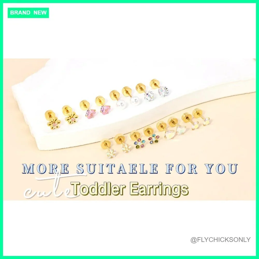 Hypoallergenic Screw Back Stud Earrings for Girls Toddler Sensitive Ears